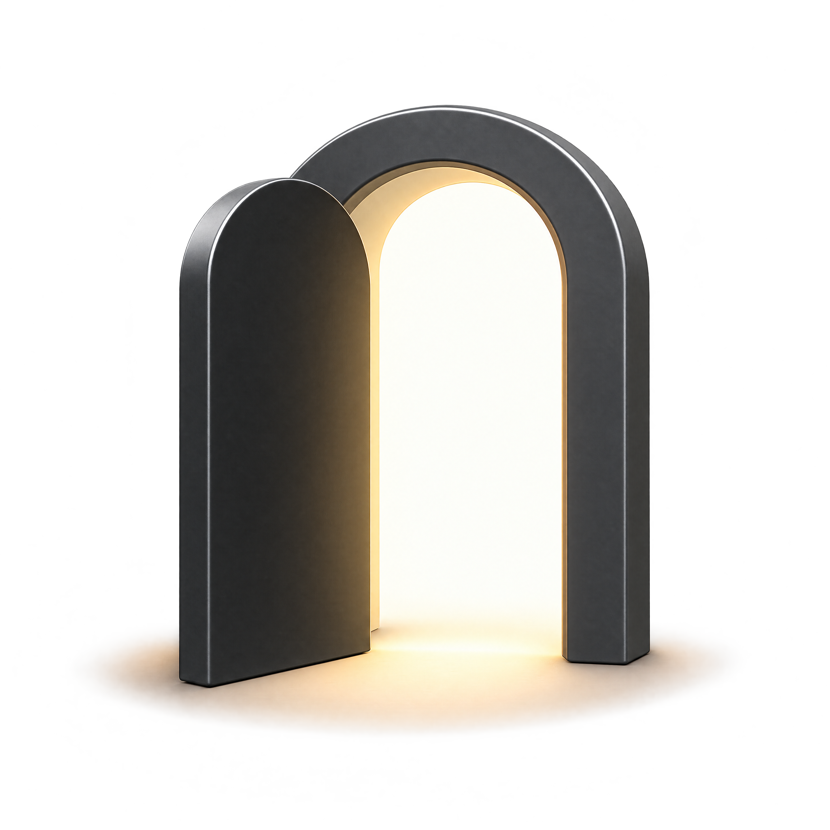 Roomto’s open graphite doorway, filled with light
